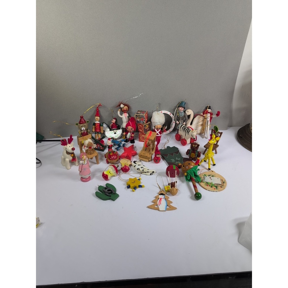 Wood Christmas Mixed Lot Folk Retro‎ Vintage  Ornaments Christmas Decor